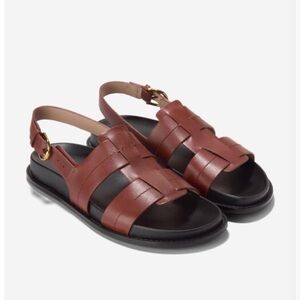 New Cole Haan Marlee Fisherman Footbed Sandals brown size 9